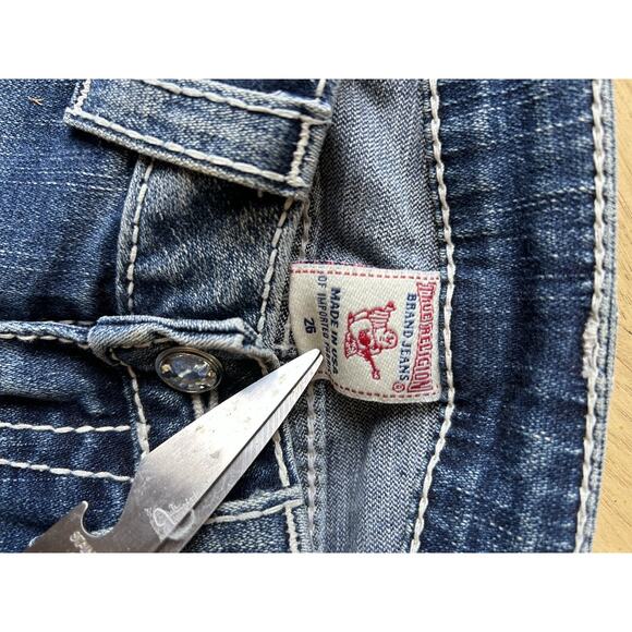 True Religion Distressed Jeans Sz 26 Bling Pockets Cowgirl Western Rodeo Y2K - Picture 7 of 14